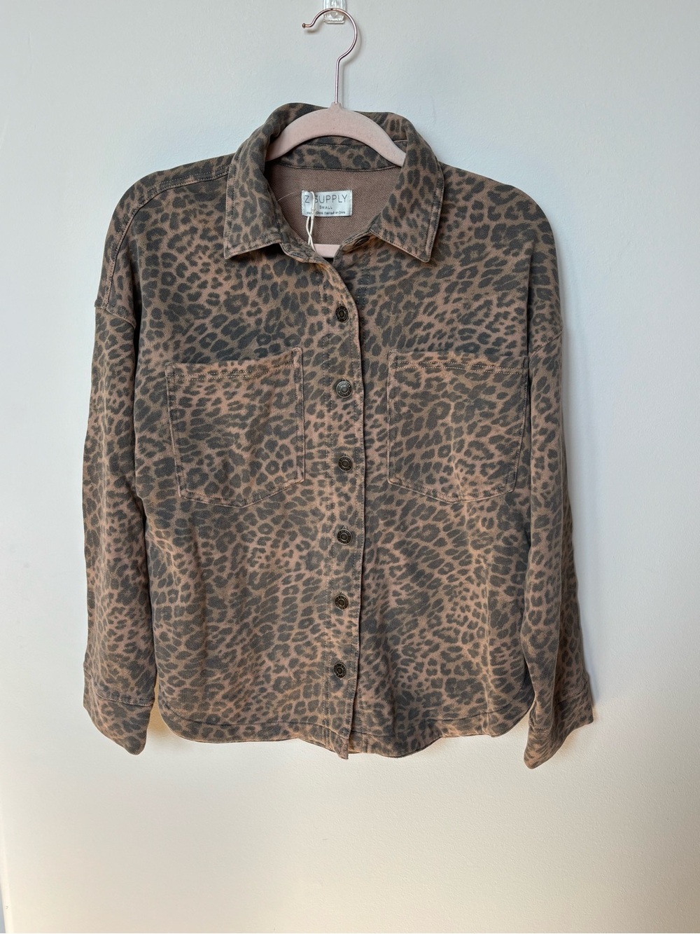 NWT $138 Z Supply All Day Knit leopard jacket /shirt sz S